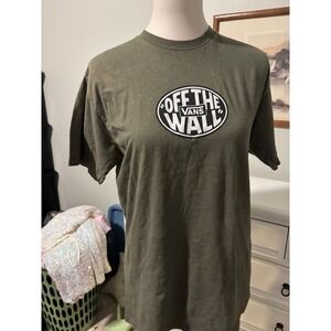 Vans Off The‎ Wall Graphic Tee Olive Green Skater Streetwear Shirt Mens Medium
